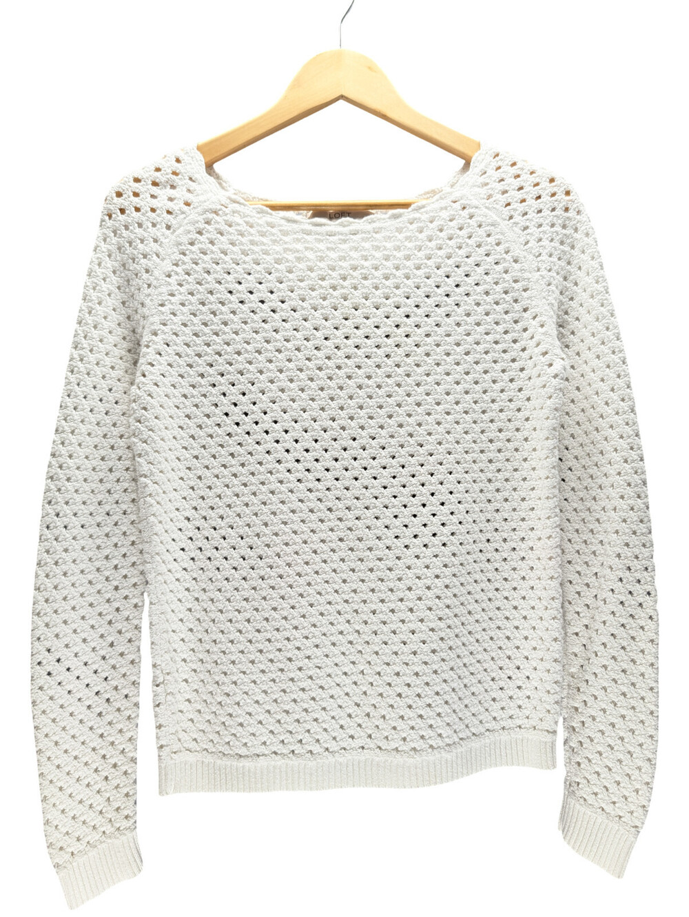 LOFT Sweater Women Small S Open Knit Long Sleeve Ivory